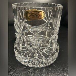 Julia 24% Lead Cut Crystal 2 Pc Clear Pillar Taper Candle Holder From Poland
